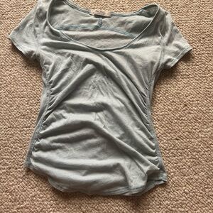 We The Free blue Ruched Fitted Short Sleeve Tee